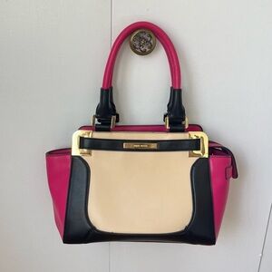 Hot pink & cream handbag